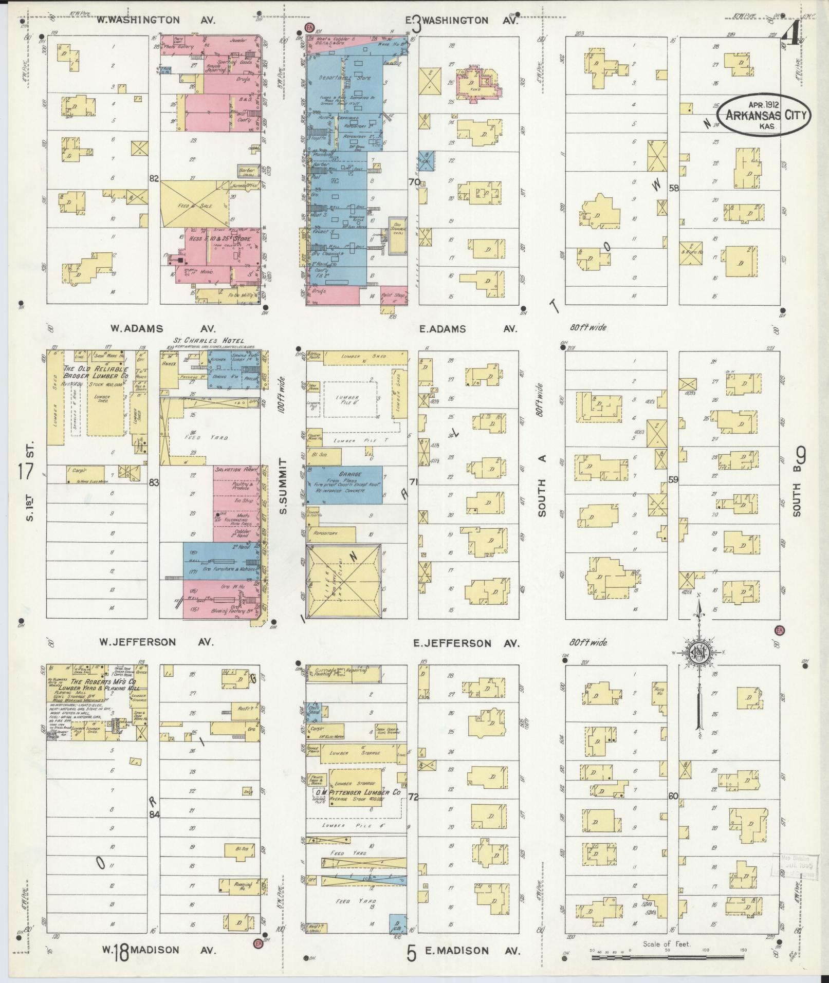 Sanborn Fire Insurance Map from Arkansas City, Cowley County, Kansas (1912), Sheet #0004 - Complete Map Set gallery image, historic Sanborn map, vintage wall art, Kansas Kansas