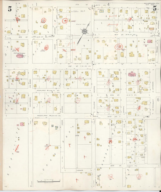 Sanborn Fire Insurance Map from McGregor, McLennan County, Texas (1942), Sheet #0005 - Historic Sanborn Fire Insurance Map Print, vintage old map wall art, antique decor, genealogy gift, Texas Texas map