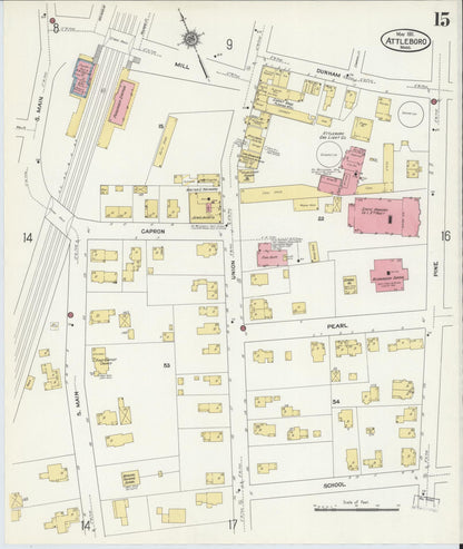 Sanborn Fire Insurance Map from Attleboro, Bristol County, Massachusetts (1911), Sheet #0015 - Complete Map Set gallery image, historic Sanborn map, vintage wall art, Massachusetts Massachusetts