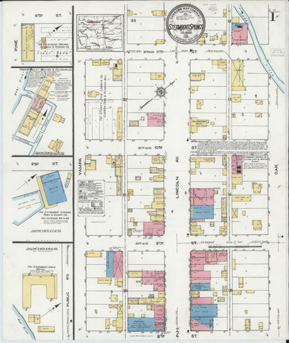 Sanborn Fire Insurance Map from Steamboat Springs, Routt County, Colorado (1920), Sheet #0001 - Complete Map Set gallery image, historic Sanborn map, vintage wall art, Colorado Colorado