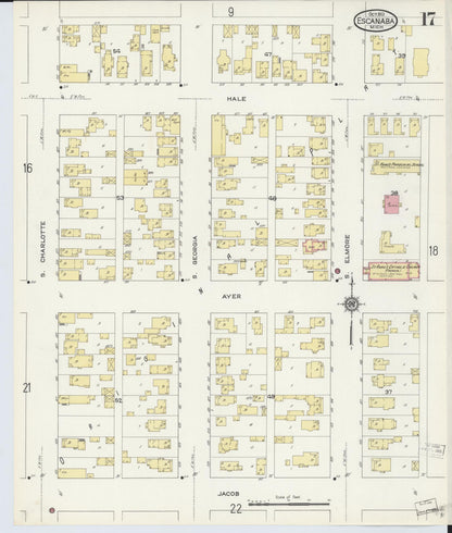 Sanborn Fire Insurance Map from Escanaba, Delta County, Michigan (1913), Sheet #0017 - Complete Map Set gallery image, historic Sanborn map, vintage wall art, Michigan Michigan