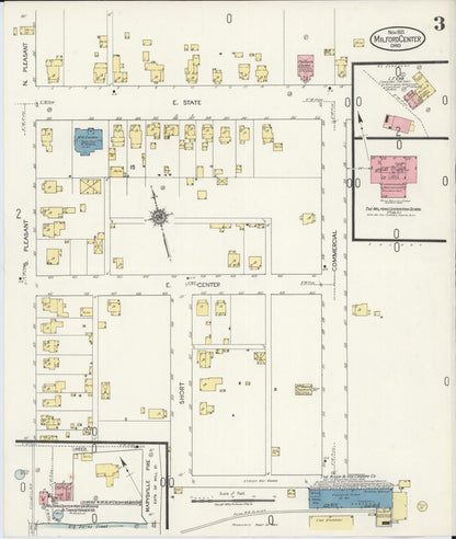 Sanborn Fire Insurance Map from Milford Center, Union County, Ohio (1921), Sheet #0003 - Complete Map Set gallery image, historic Sanborn map, vintage wall art, Ohio Ohio