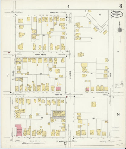 Sanborn Fire Insurance Map from Peekskill, Westchester County, New York (1911), Sheet #0008 - Complete Map Set gallery image, historic Sanborn map, vintage wall art, New York New York