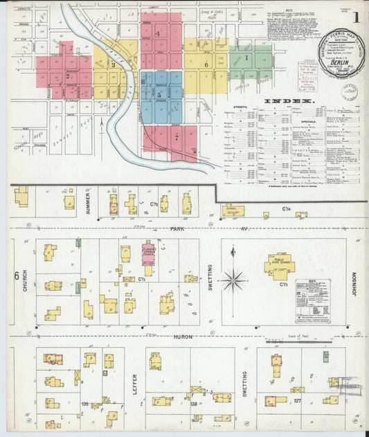 Sanborn Fire Insurance Map from Berlin, Green Lake County, Wisconsin (1900), Sheet #0001 - Historic Sanborn Fire Insurance Map Print, vintage old map wall art, antique decor, genealogy gift, Wisconsin Wisconsin map