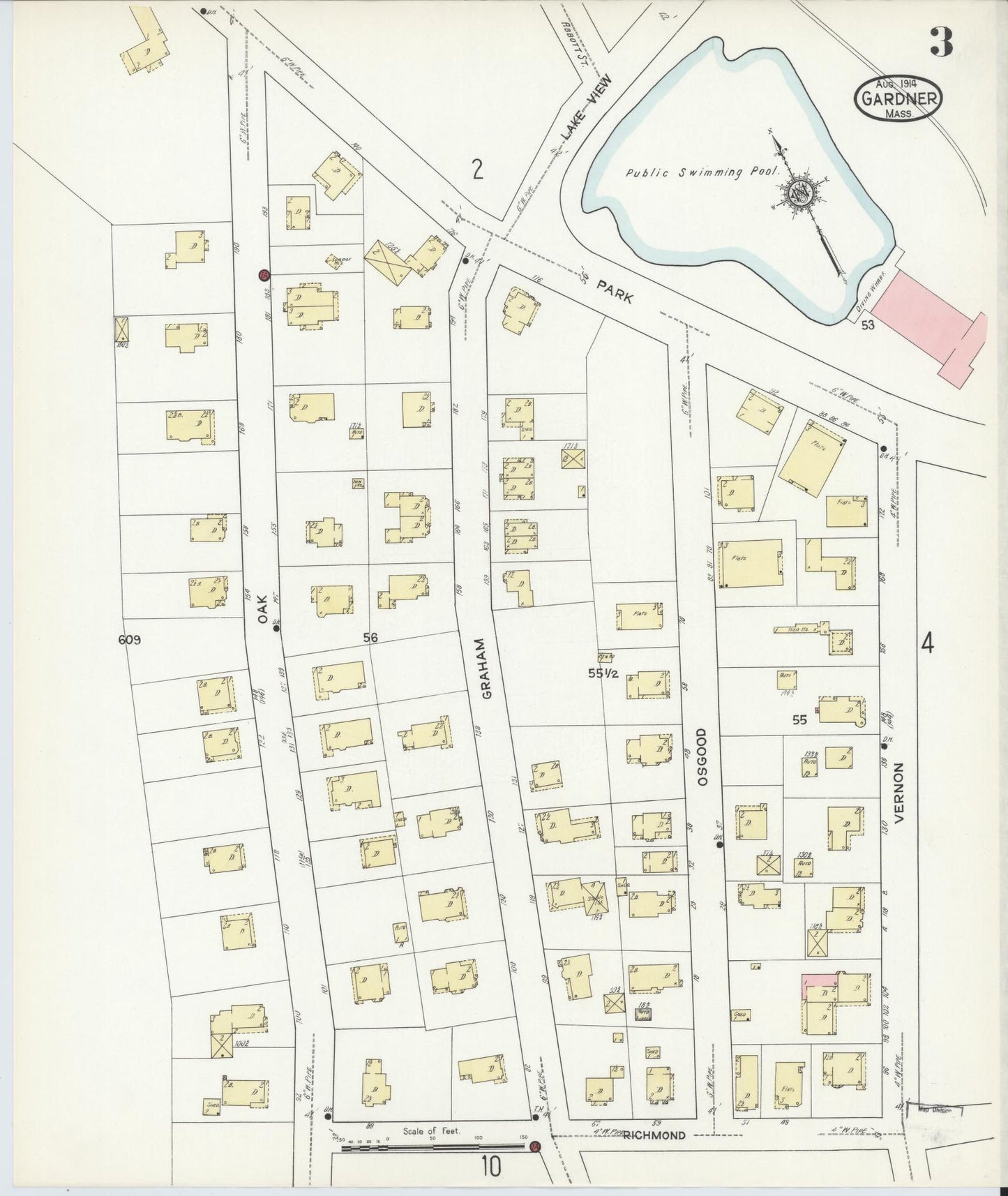 Sanborn Fire Insurance Map from Gardner, Worcester County, Massachusetts (1914), Sheet #0003 - Complete Map Set gallery image, historic Sanborn map, vintage wall art, Massachusetts Massachusetts