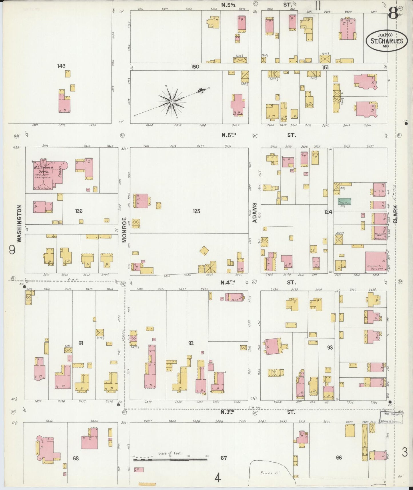 Sanborn Fire Insurance Map from Saint Charles, Saint Charles County, Missouri (1900), Sheet #0008 - Complete Map Set gallery image, historic Sanborn map, vintage wall art, Missouri Missouri