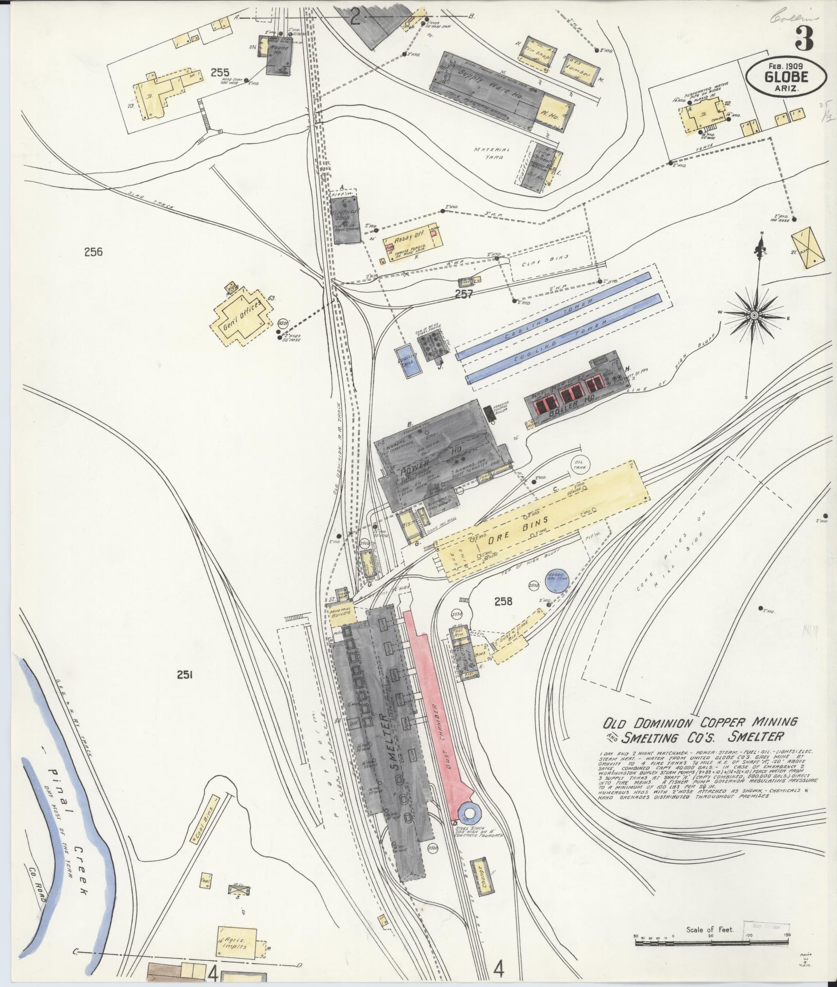 Sanborn Fire Insurance Map from Globe, Gila County, Arizona (1909), Sheet #0003 - Complete Map Set gallery image, historic Sanborn map, vintage wall art, Arizona Arizona
