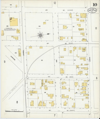 Sanborn Fire Insurance Map from Palatka, Putnam County, Florida (1903), Sheet #0010 - Complete Map Set gallery image, historic Sanborn map, vintage wall art, Florida Florida