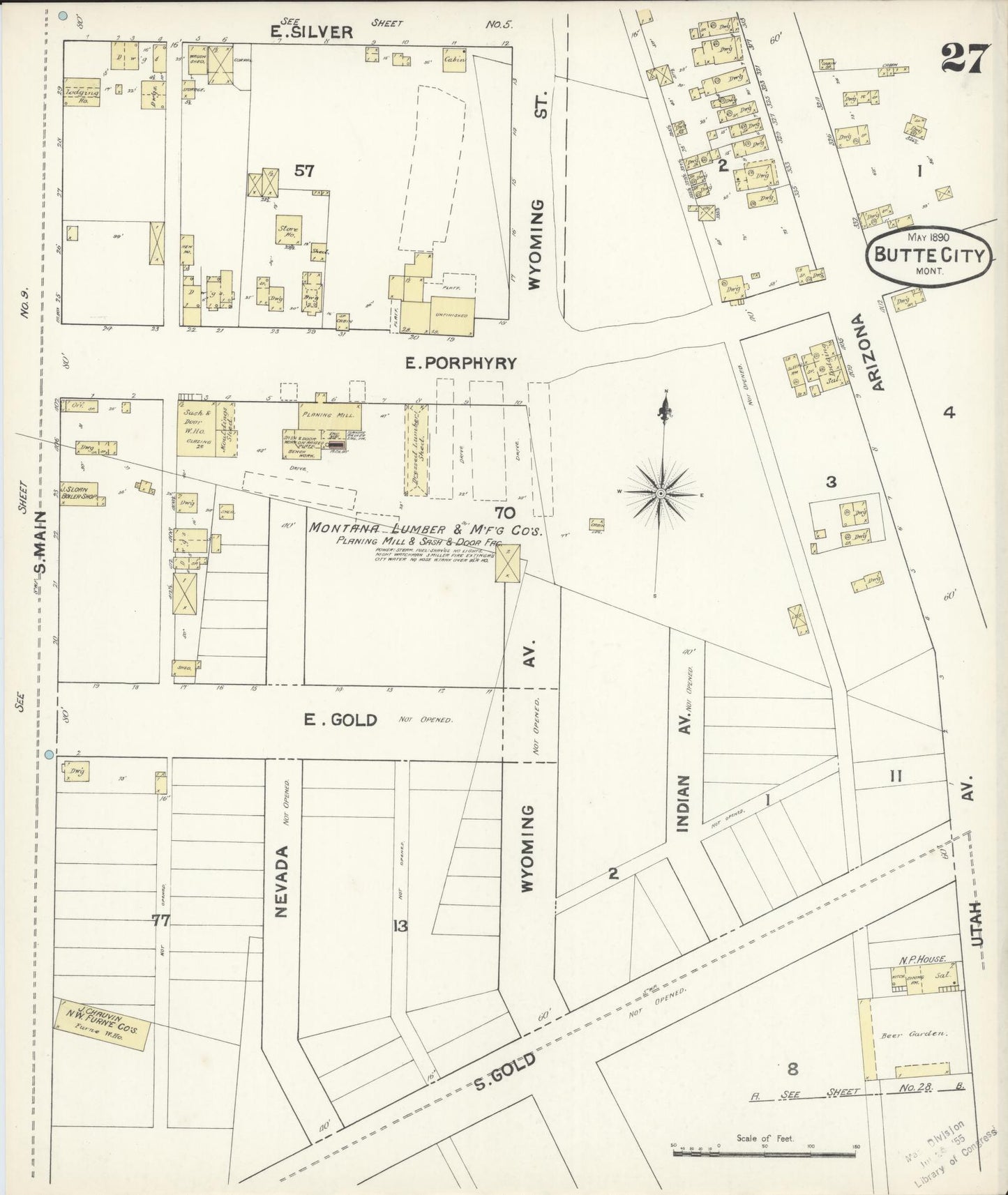 Sanborn Fire Insurance Map from Butte, Silver Bow County, Montana (1890), Sheet #0027 - Complete Map Set gallery image, historic Sanborn map, vintage wall art, Montana Montana