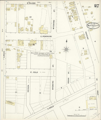 Sanborn Fire Insurance Map from Butte, Silver Bow County, Montana (1890), Sheet #0027 - Complete Map Set gallery image, historic Sanborn map, vintage wall art, Montana Montana