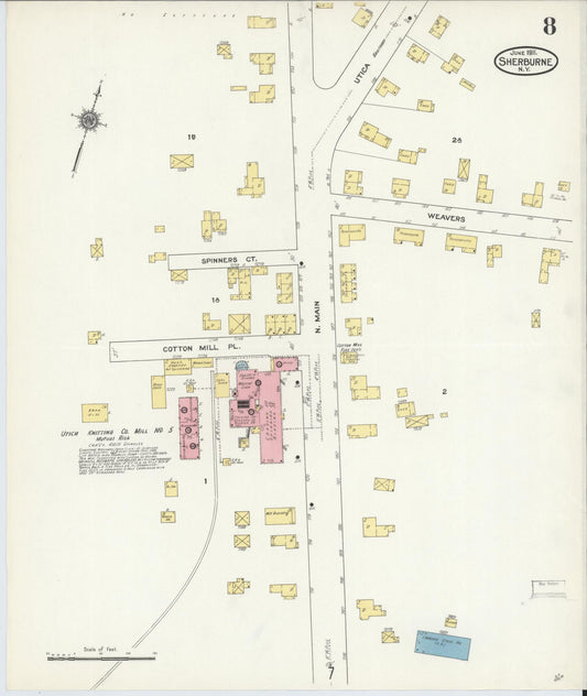 Sanborn Fire Insurance Map from Sherburne, Chenango County, New York (1911), Sheet #0008 - Historic Sanborn Fire Insurance Map Print, vintage old map wall art, antique decor, genealogy gift, New York New York map