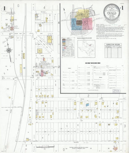 Sanborn Fire Insurance Map from Frisco, Collin County, Texas (1949), Sheet #0001 - Complete Map Set gallery image, historic Sanborn map, vintage wall art, Texas Texas