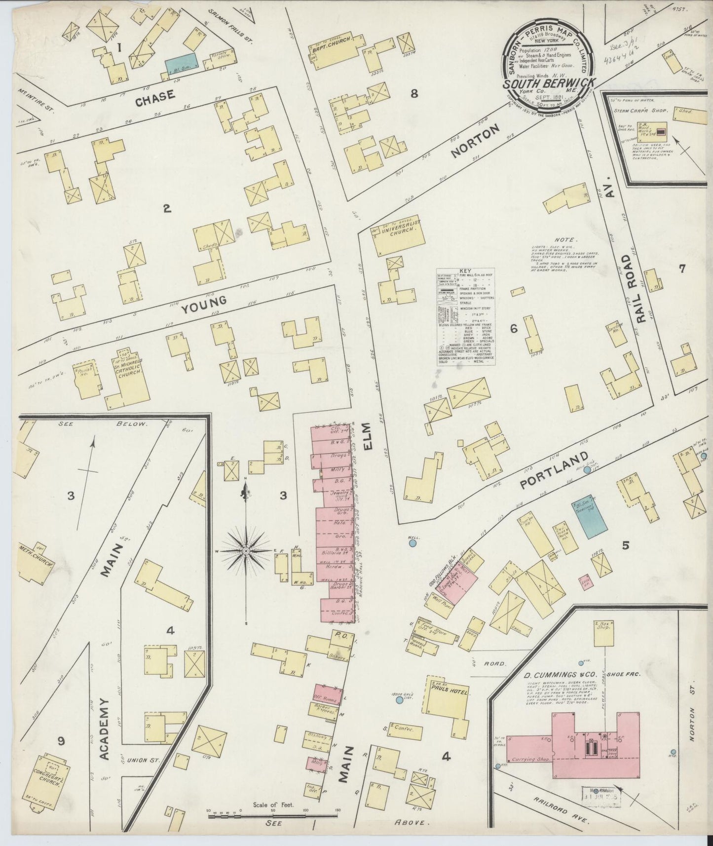 Sanborn Fire Insurance Map from South Berwick, York County, Maine. (1891) – Historic Sanborn Fire Insurance Map Print