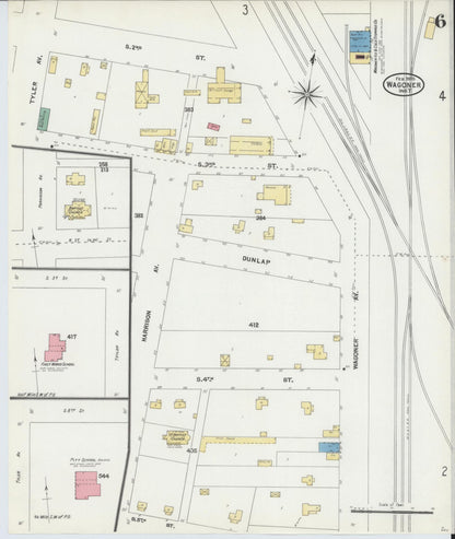 Sanborn Fire Insurance Map from Wagoner, Wagoner County, Oklahoma (1905), Sheet #0006 - Complete Map Set gallery image, historic Sanborn map, vintage wall art, Oklahoma Oklahoma