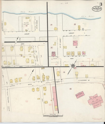 Sanborn Fire Insurance Map from Warsaw, Gallatm County, Kentucky (1938), Sheet #0003 - Complete Map Set gallery image, historic Sanborn map, vintage wall art, Kentucky Kentucky