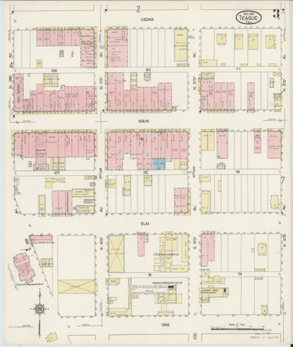Sanborn Fire Insurance Map from Teague, Freestone County, Texas (1914), Sheet #0003 - Historic Sanborn Fire Insurance Map Print, vintage old map wall art, antique decor, genealogy gift, Texas Texas map
