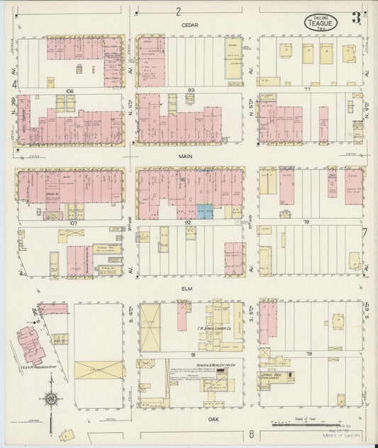 Sanborn Fire Insurance Map from Teague, Freestone County, Texas (1914), Sheet #0003 - Historic Sanborn Fire Insurance Map Print, vintage old map wall art, antique decor, genealogy gift, Texas Texas map