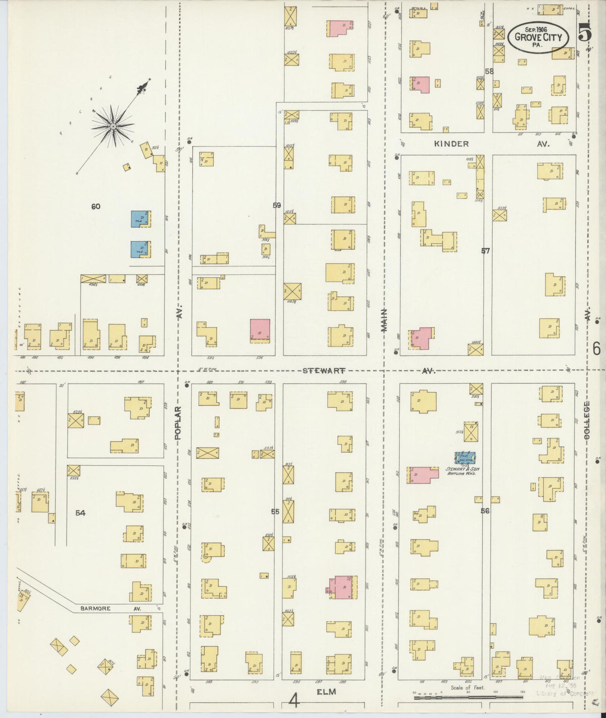 Sanborn Fire Insurance Map from Grove City, Mercer County, Pennsylvania (1906), Sheet #0005 - Complete Map Set gallery image, historic Sanborn map, vintage wall art, Pennsylvania Pennsylvania