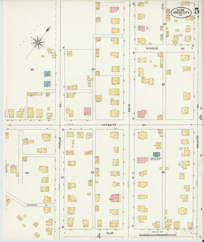 Sanborn Fire Insurance Map from Grove City, Mercer County, Pennsylvania (1906), Sheet #0005 - Complete Map Set gallery image, historic Sanborn map, vintage wall art, Pennsylvania Pennsylvania