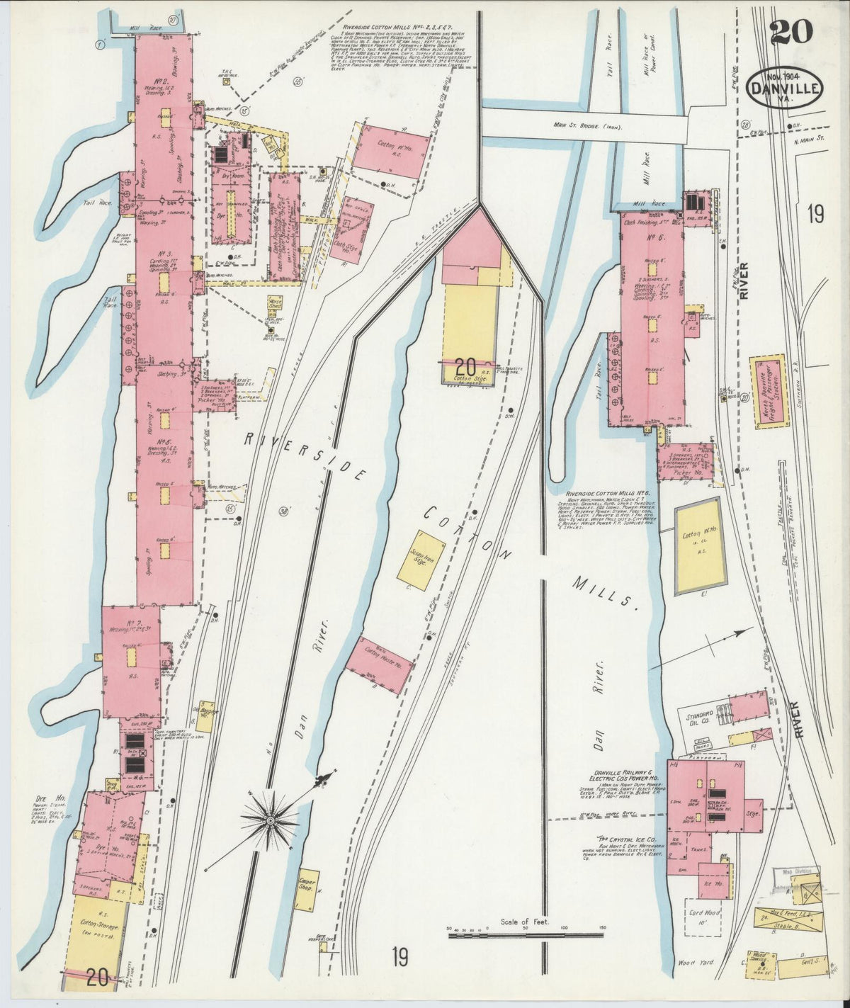 Sanborn Fire Insurance Map from Danville, Independent Cities, Virginia (1904), Sheet #0020 - Complete Map Set gallery image, historic Sanborn map, vintage wall art, Virginia Virginia