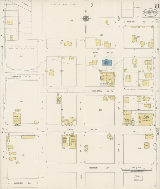 Sanborn Fire Insurance Map from Marshfield, Coos County, Oregon (1920), Sheet #0008 - Historic Sanborn Fire Insurance Map Print, vintage old map wall art, antique decor, genealogy gift, Oregon Oregon map