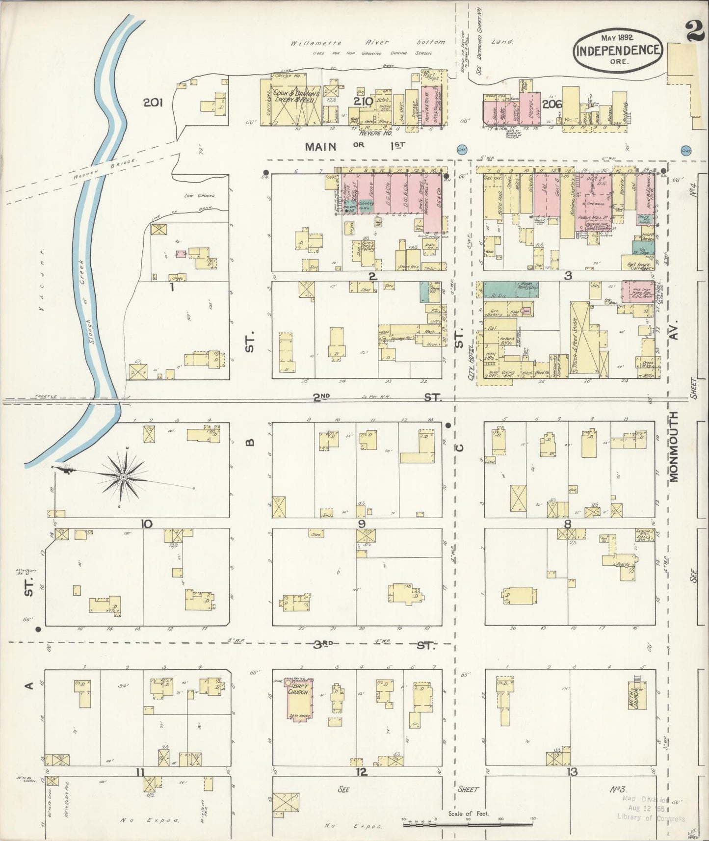 Sanborn Fire Insurance Map from Independence, Polk County, Oregon (1892), Sheet #0002 - Complete Map Set gallery image, historic Sanborn map, vintage wall art, Oregon Oregon