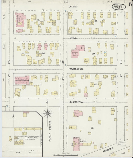 Sanborn Fire Insurance Map from Fulton, Oswego County, New York (1890), Sheet #0006 - Historic Sanborn Fire Insurance Map Print, vintage old map wall art, antique decor, genealogy gift, New York New York map