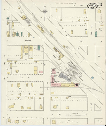 Sanborn Fire Insurance Map from Yukon, Canadian County, Oklahoma (1909), Sheet #0003 - Complete Map Set gallery image, historic Sanborn map, vintage wall art, Oklahoma Oklahoma