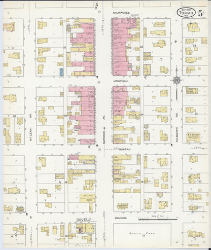 Sanborn Fire Insurance Map from Tomah, Monroe County, Wisconsin (1912), Sheet #0005 - Complete Map Set gallery image, historic Sanborn map, vintage wall art, Wisconsin Wisconsin
