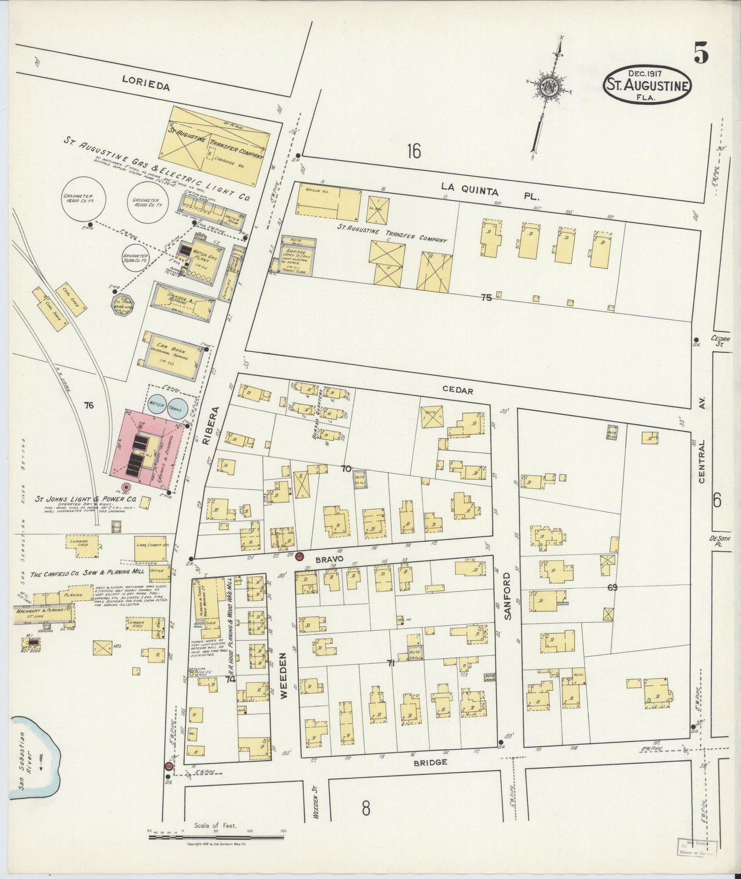 Sanborn Fire Insurance Map from Saint Augustine, Saint John's County, Florida (1917), Sheet #0005 - Complete Map Set gallery image, historic Sanborn map, vintage wall art, Florida Florida