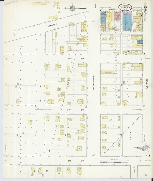 Sanborn Fire Insurance Map from Eureka, McPherson County, South Dakota (1913), Sheet #0002 - Historic Sanborn Fire Insurance Map Print, vintage old map wall art, antique decor, genealogy gift, South Dakota South Dakota map