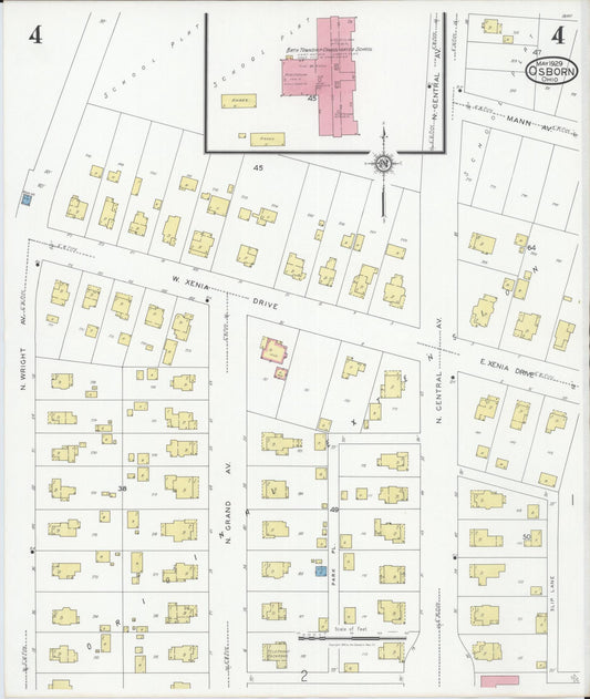 Sanborn Fire Insurance Map from Osborn, Greene County, Ohio (1929), Sheet #0004 - Historic Sanborn Fire Insurance Map Print, vintage old map wall art, antique decor, genealogy gift, Ohio Ohio map
