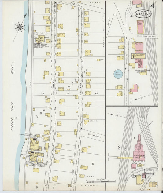 Sanborn Fire Insurance Map from Grafton, Taylor County, West Virginia (1896), Sheet #0004 - Historic Sanborn Fire Insurance Map Print, vintage old map wall art, antique decor, genealogy gift, West Virginia West Virginia map