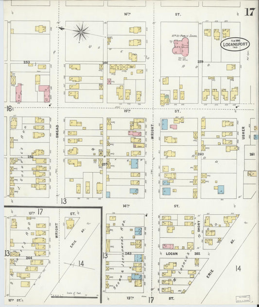 Sanborn Fire Insurance Map from Logansport, Cass County, Indiana (1898), Sheet #0017 - Historic Sanborn Fire Insurance Map Print, vintage old map wall art, antique decor, genealogy gift, Indiana Indiana map