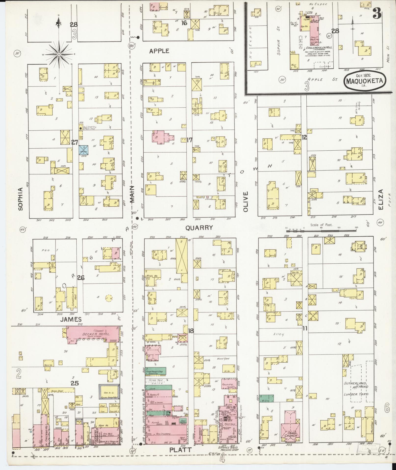 Sanborn Fire Insurance Map from Maquoketa, Jackson County, Iowa (1892), Sheet #0003 - Historic Sanborn Fire Insurance Map Print