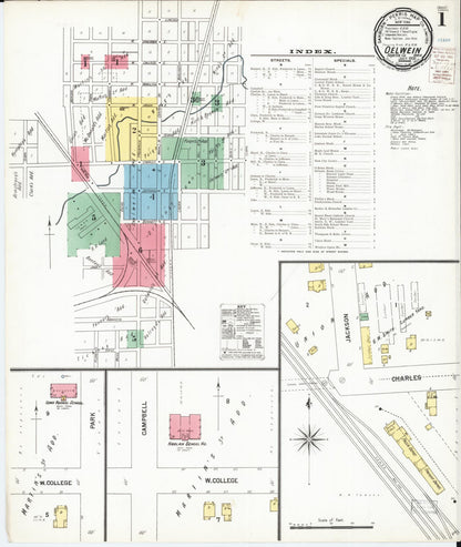 Sanborn Fire Insurance Map from Oelwein, Fayette County, Iowa (1900), Sheet #0001 - Historic Sanborn Fire Insurance Map Print