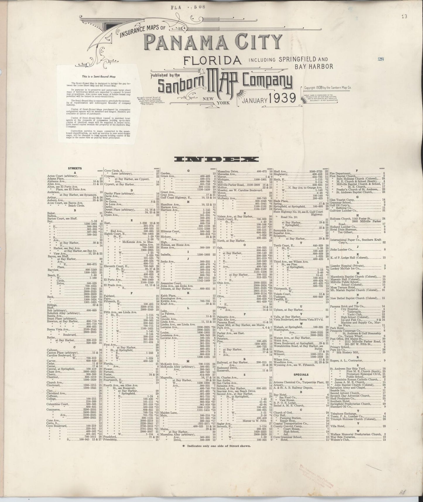 Sanborn Fire Insurance Map from Panama City, Bay County, Florida (1950), Sheet #0001 - Historic Sanborn Fire Insurance Map Print, vintage old map wall art, antique decor, genealogy gift, Florida Florida map