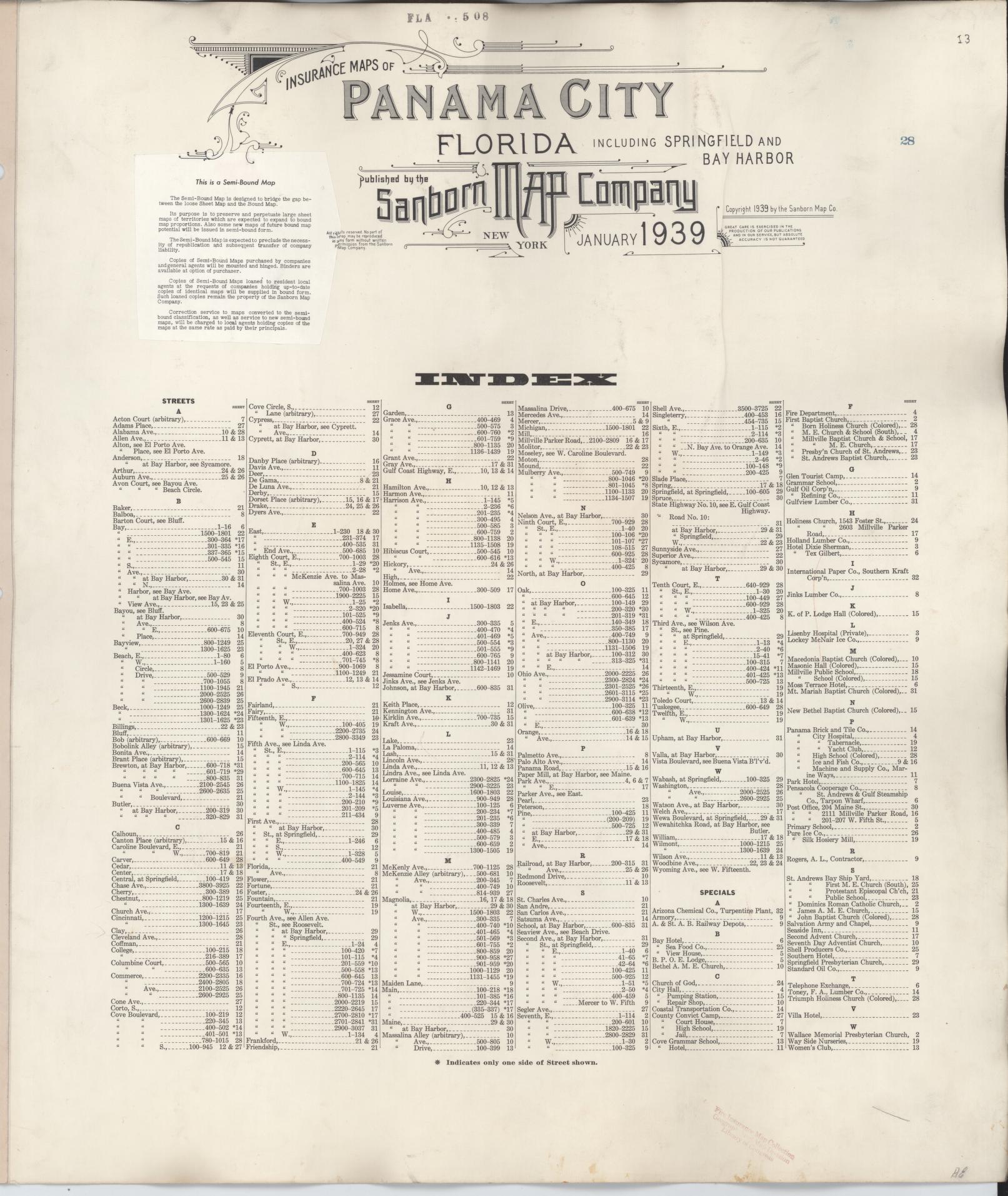 Sanborn Fire Insurance Map from Panama City, Bay County, Florida (1950), Sheet #0001 - Historic Sanborn Fire Insurance Map Print, vintage old map wall art, antique decor, genealogy gift, Florida Florida map