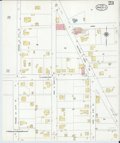 Sanborn Fire Insurance Map from Mayfield, Graves County, Kentucky (1910), Sheet #0023 - Complete Map Set gallery image, historic Sanborn map, vintage wall art, Kentucky Kentucky