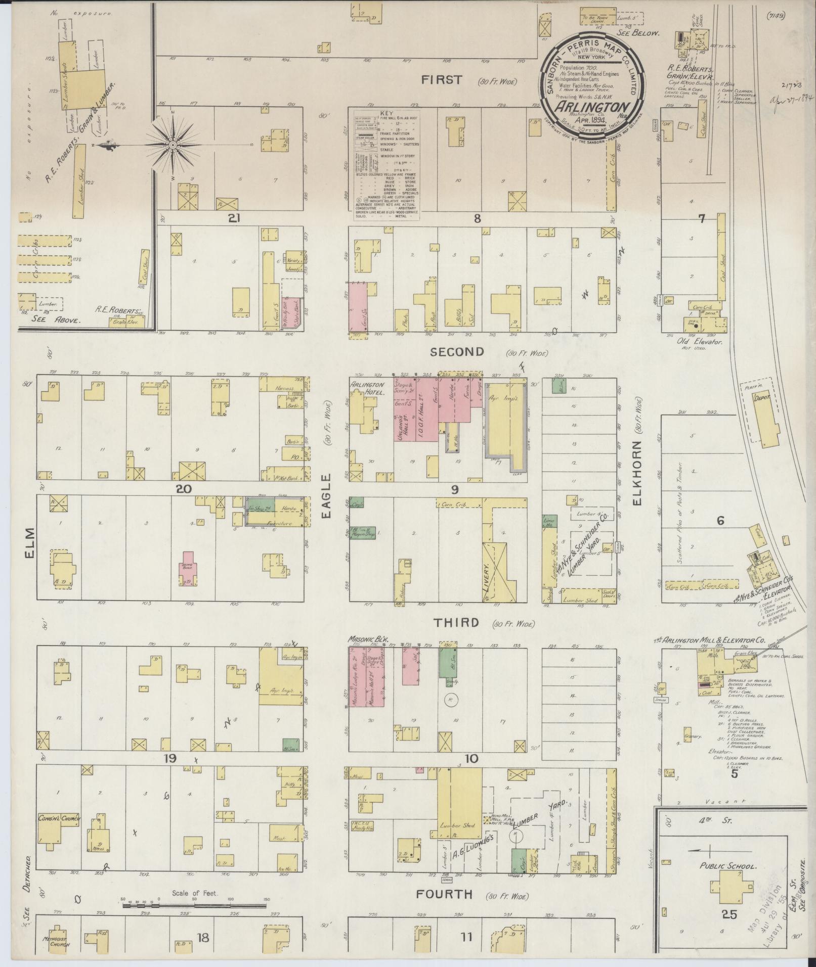 Sanborn Fire Insurance Map from Arlington, Washington County, Nebraska (1894), Sheet #0001 - Historic Sanborn Fire Insurance Map Print, vintage old map wall art, antique decor, genealogy gift, Nebraska Nebraska map