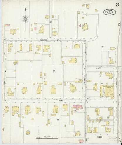 Sanborn Fire Insurance Map from Paris, Henry County, Tennessee (1896), Sheet #0003 - Complete Map Set gallery image, historic Sanborn map, vintage wall art, Tennessee Tennessee