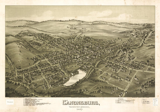 Canonsburg, Washington County, Pennsylvania 1897 (1897) – Historic Bird’s-Eye View Panorama Print