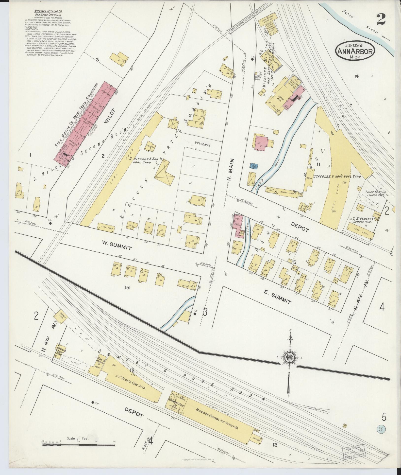 Sanborn Fire Insurance Map from Ann Arbor, Washtenaw County, Michigan (1916), Sheet #0002 - Complete Map Set gallery image, historic Sanborn map, vintage wall art, Michigan Michigan