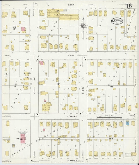 Sanborn Fire Insurance Map from Canton, Fulton County, Illinois (1917), Sheet #0016 - Historic Sanborn Fire Insurance Map Print, vintage old map wall art, antique decor, genealogy gift, Illinois Illinois map
