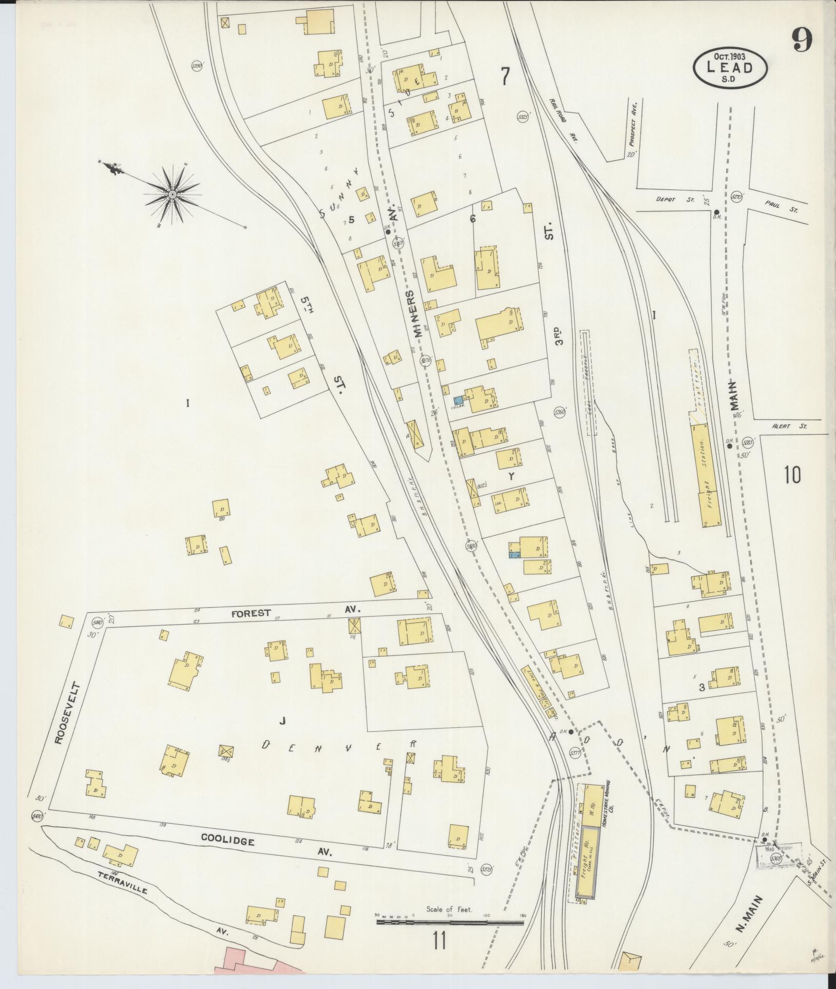 Sanborn Fire Insurance Map from Lead, Lawrence County, South Dakota (1903), Sheet #0009 - Complete Map Set gallery image, historic Sanborn map, vintage wall art, South Dakota South Dakota