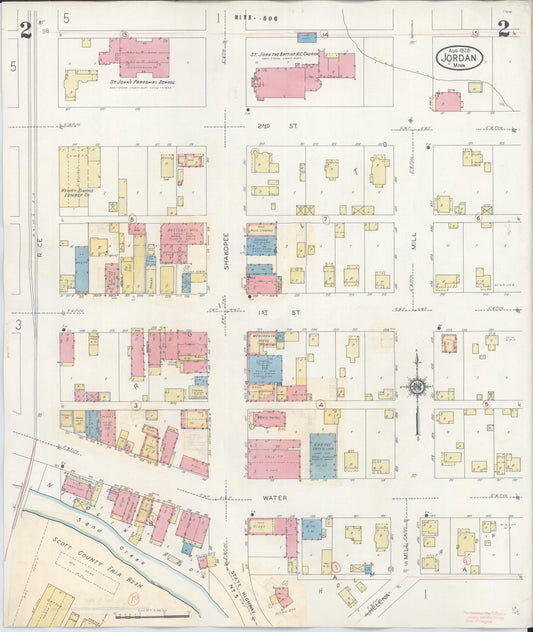 Sanborn Fire Insurance Map from Jordan, Scott County, Minnesota (1933), Sheet #0002 - Historic Sanborn Fire Insurance Map Print, vintage old map wall art, antique decor, genealogy gift, Minnesota Minnesota map