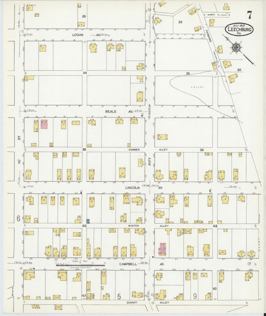 Sanborn Fire Insurance Map from Leechburg, Armstrong County, Pennsylvania (1919), Sheet #0007 - Historic Sanborn Fire Insurance Map Print, vintage old map wall art, antique decor, genealogy gift, Pennsylvania Pennsylvania map