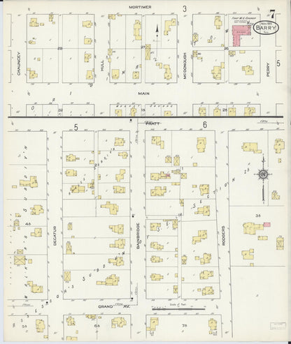 Sanborn Fire Insurance Map from Barry, Pike County, Illinois (1913), Sheet #0007 - Complete Map Set gallery image, historic Sanborn map, vintage wall art, Illinois Illinois