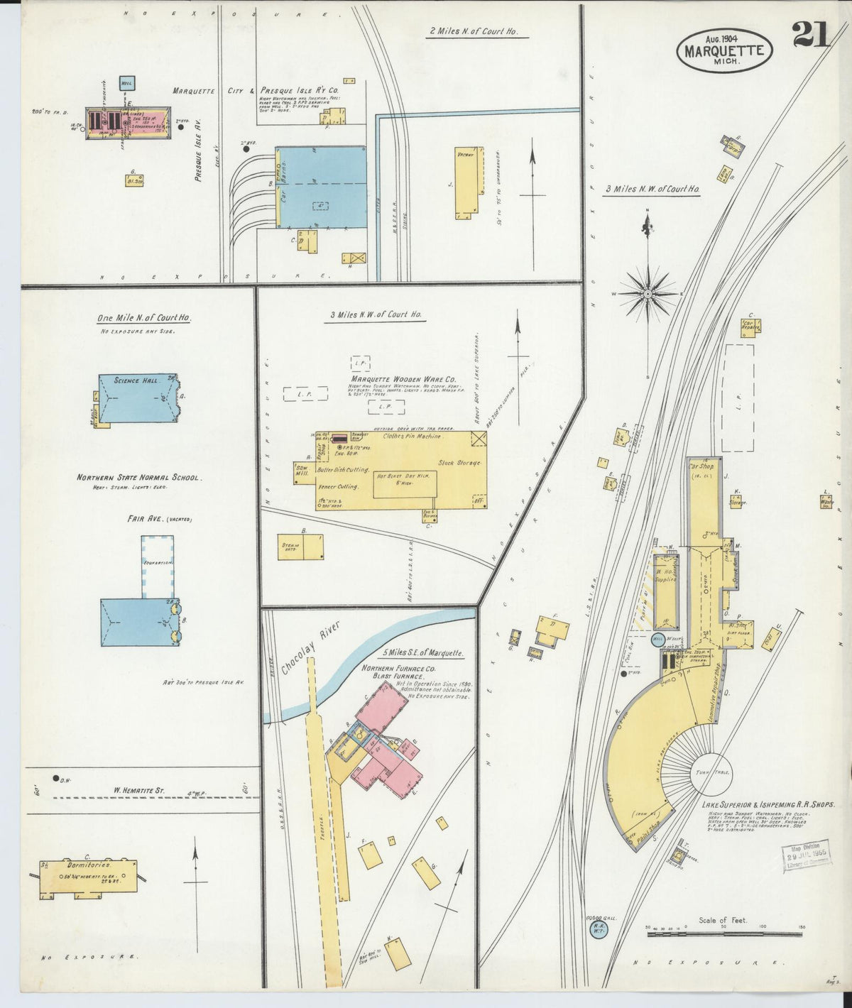 Sanborn Fire Insurance Map from Marquette, Marquette County, Michigan (1904), Sheet #0021 - Historic Sanborn Fire Insurance Map Print, vintage old map wall art, antique decor, genealogy gift, Michigan Michigan map