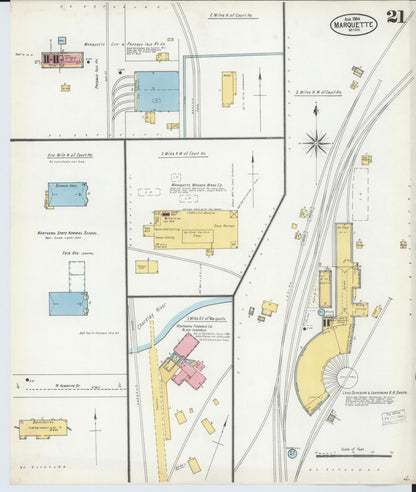Sanborn Fire Insurance Map from Marquette, Marquette County, Michigan (1904), Sheet #0021 - Historic Sanborn Fire Insurance Map Print, vintage old map wall art, antique decor, genealogy gift, Michigan Michigan map